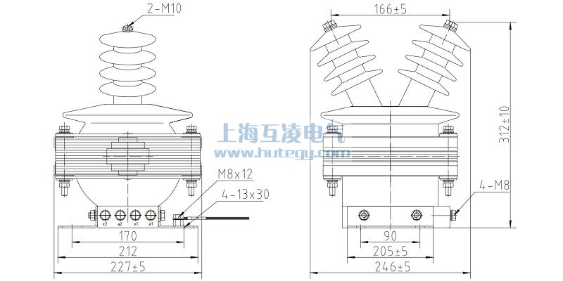 FDEG8放電線圈外形尺寸，F(xiàn)DGE8/11/√3-1.7-1尺寸圖